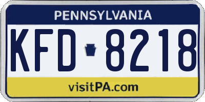 PA license plate KFD8218