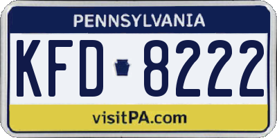 PA license plate KFD8222