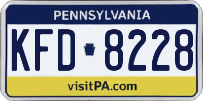 PA license plate KFD8228