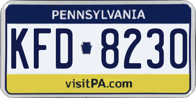 PA license plate KFD8230
