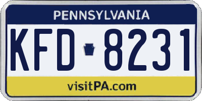 PA license plate KFD8231