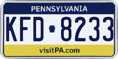 PA license plate KFD8233