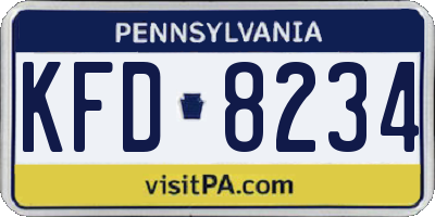 PA license plate KFD8234