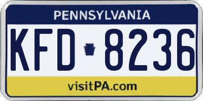 PA license plate KFD8236