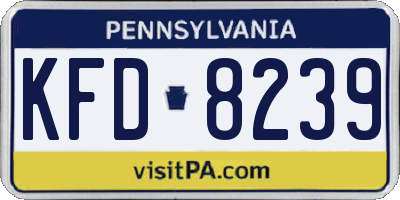PA license plate KFD8239