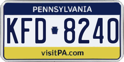 PA license plate KFD8240