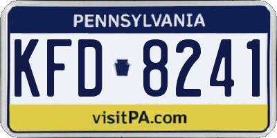 PA license plate KFD8241