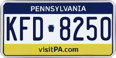 PA license plate KFD8250