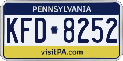 PA license plate KFD8252