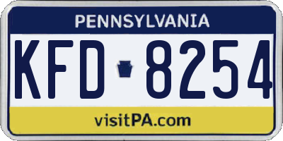 PA license plate KFD8254