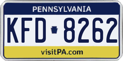PA license plate KFD8262