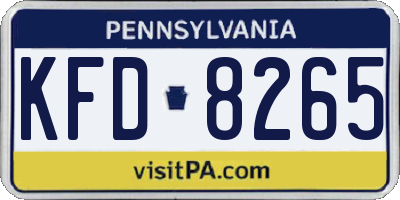 PA license plate KFD8265