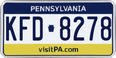 PA license plate KFD8278