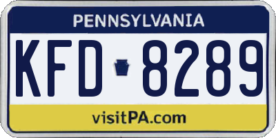 PA license plate KFD8289