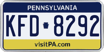 PA license plate KFD8292