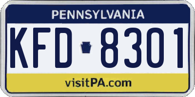 PA license plate KFD8301