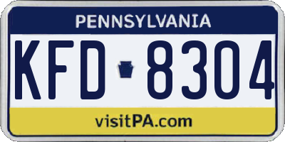 PA license plate KFD8304