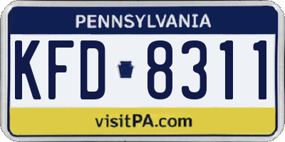 PA license plate KFD8311