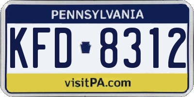 PA license plate KFD8312