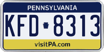 PA license plate KFD8313