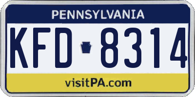 PA license plate KFD8314