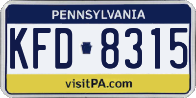 PA license plate KFD8315