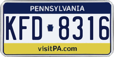 PA license plate KFD8316
