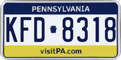 PA license plate KFD8318