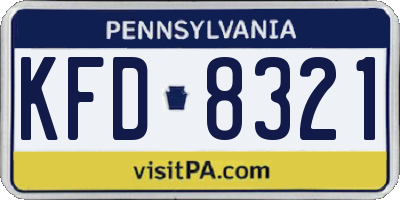 PA license plate KFD8321