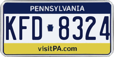 PA license plate KFD8324