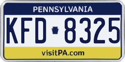 PA license plate KFD8325