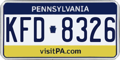 PA license plate KFD8326