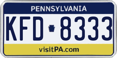 PA license plate KFD8333