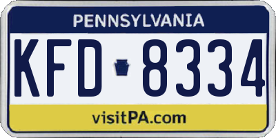 PA license plate KFD8334