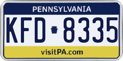 PA license plate KFD8335