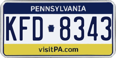 PA license plate KFD8343