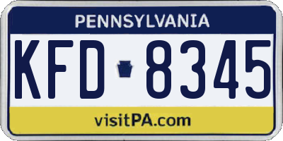 PA license plate KFD8345