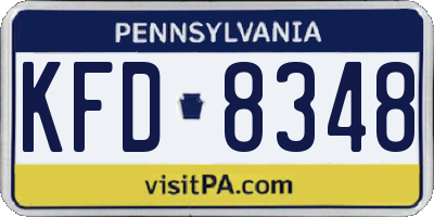 PA license plate KFD8348