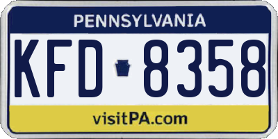 PA license plate KFD8358