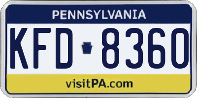 PA license plate KFD8360