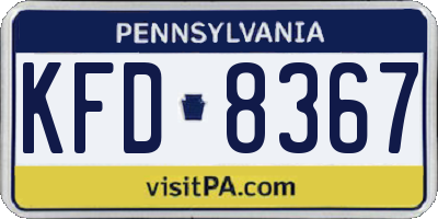 PA license plate KFD8367