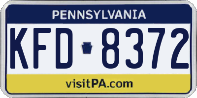 PA license plate KFD8372