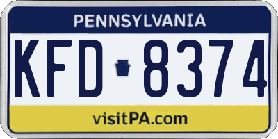 PA license plate KFD8374
