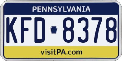 PA license plate KFD8378