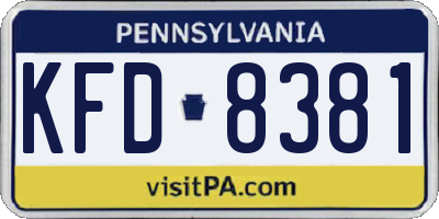 PA license plate KFD8381