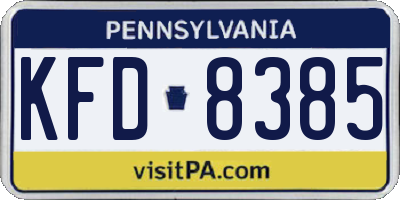 PA license plate KFD8385