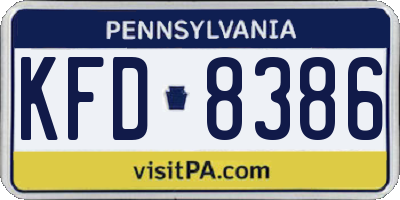 PA license plate KFD8386