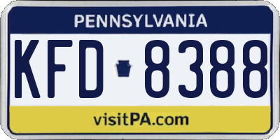 PA license plate KFD8388