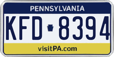 PA license plate KFD8394