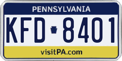 PA license plate KFD8401